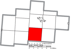 Map of Hocking County Ohio Highlighting Washington Township
